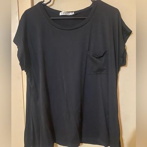 Black, cap sleeves with left side pocket